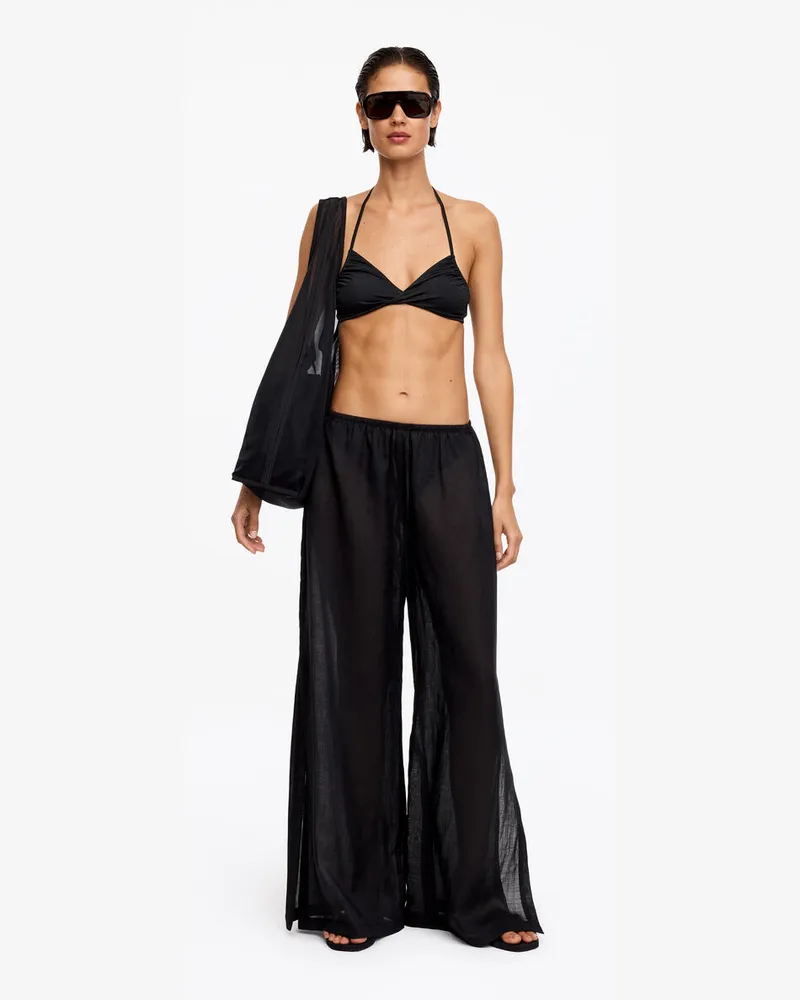 Arket Gerafftes Triangel-Bikinioberteil -Schwarz Schwarz