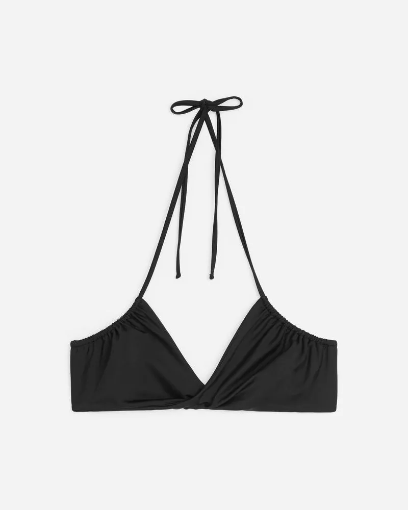 Arket Gerafftes Triangel-Bikinioberteil -Schwarz Schwarz
