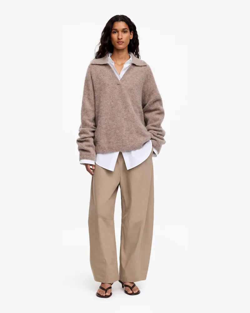 Arket Baumwollhose Mit Barrel Leg -Beige Beige