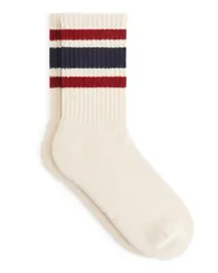 Arket Sportliche Baumwollsocken Cremeweiß