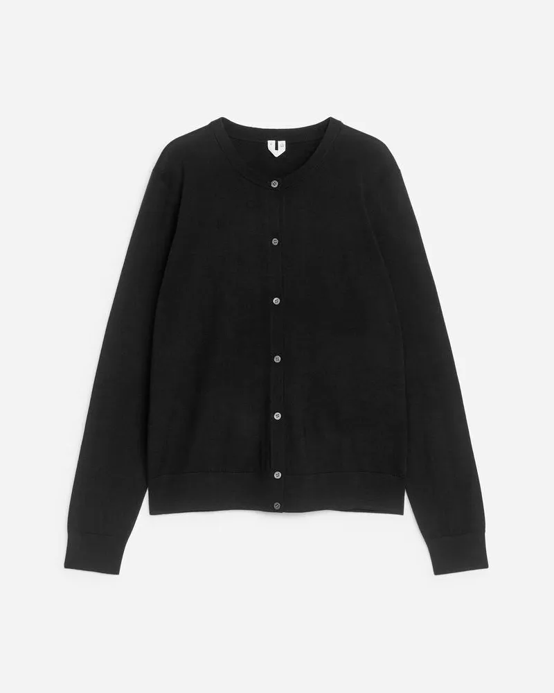 Arket Strickjacke Aus Merinowolle - Schwarz Schwarz