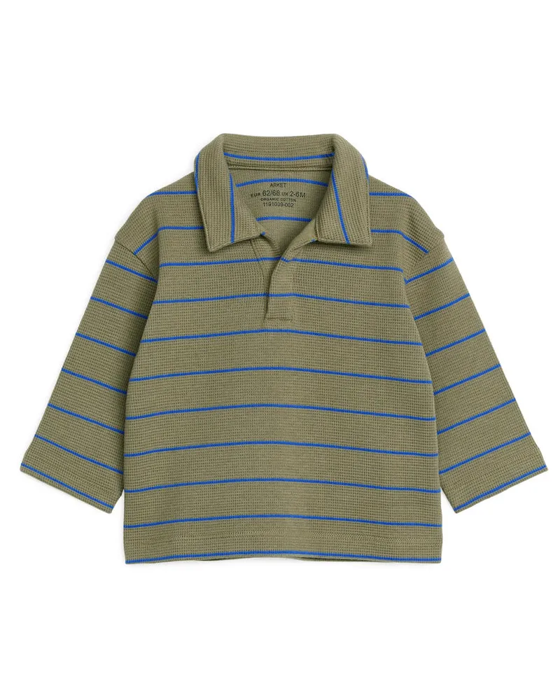 Arket Poloshirt Mit Waffelmuster - Blau|Grün|Mehrfarbig Khakigrün