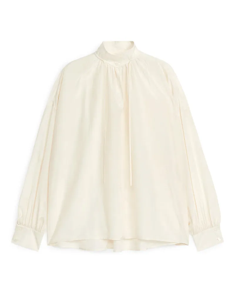 Arket Bluse Aus Lyocell Mit Kordelzug - Weiß Weiß