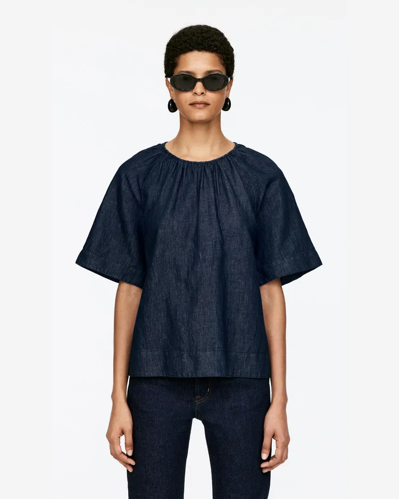 Arket Geraffte Denimbluse -Blau Blau