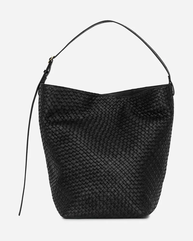 Arket Gewebte Tragetasche Aus Leder - Schwarz Schwarz