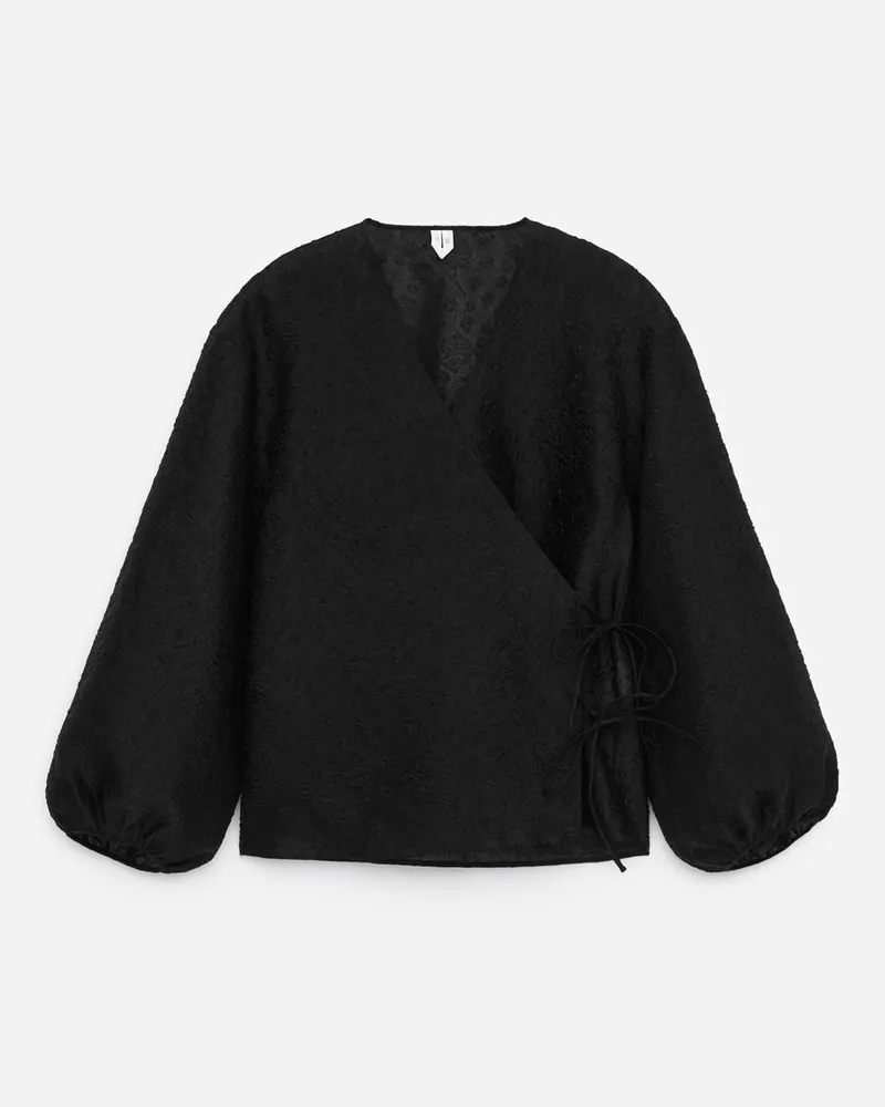 Arket Bluse Aus Brokat - Schwarz Schwarz
