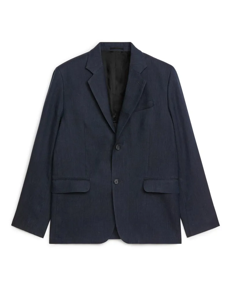 Arket Moderner Blazer Aus Hanf Und Baumwolle -Blau Blau