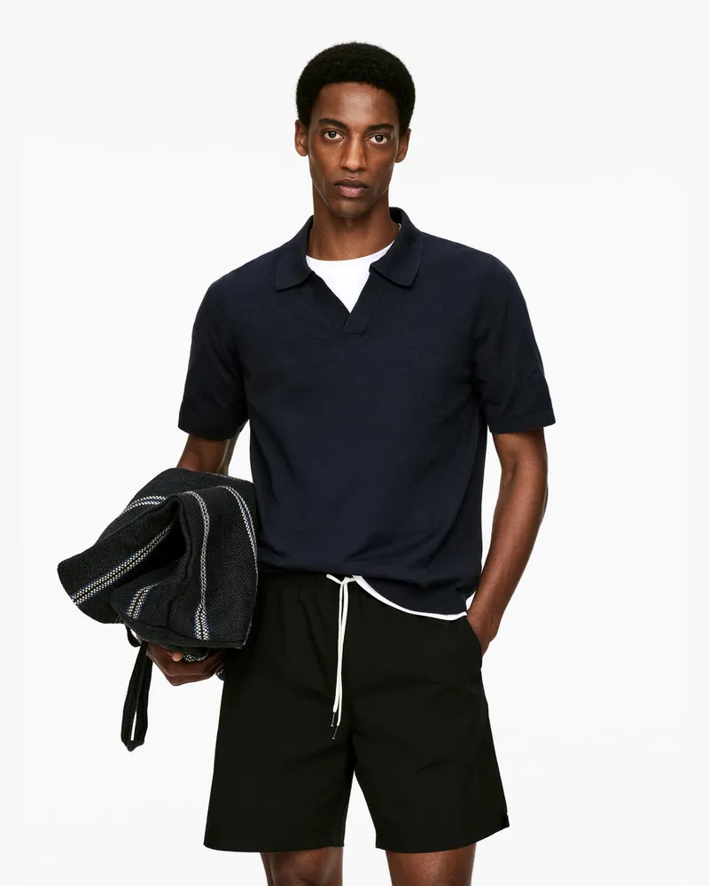 Arket Poloshirt Aus Baumwoll-Leinen -Blau Blau