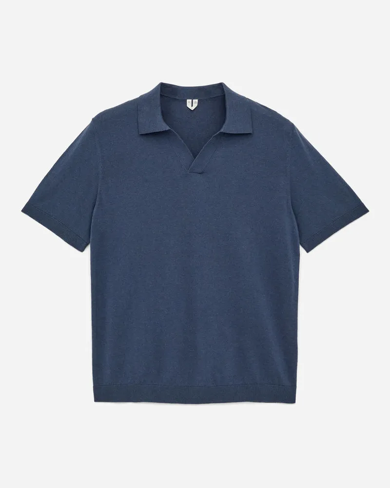 Arket Poloshirt Aus Baumwoll-Leinen -Blau Blau