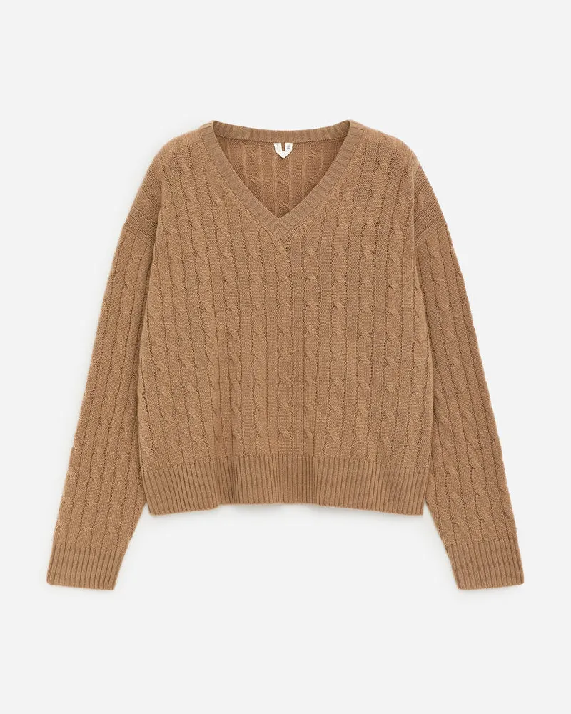 Arket Pullover Mit V-Ausschnitt Aus Reinem Kaschmir -Beige Beige