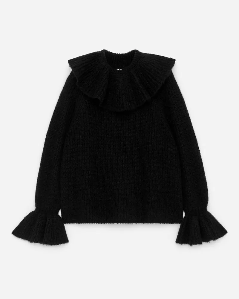 Arket Pullover Aus Mohair Und Wolle Mit Volants -Schwarz Schwarz