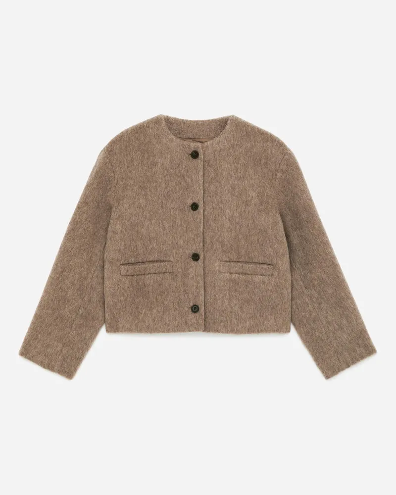 Arket Gebürstete Jacke Aus Wollmischung - Beige Dunkelbeige