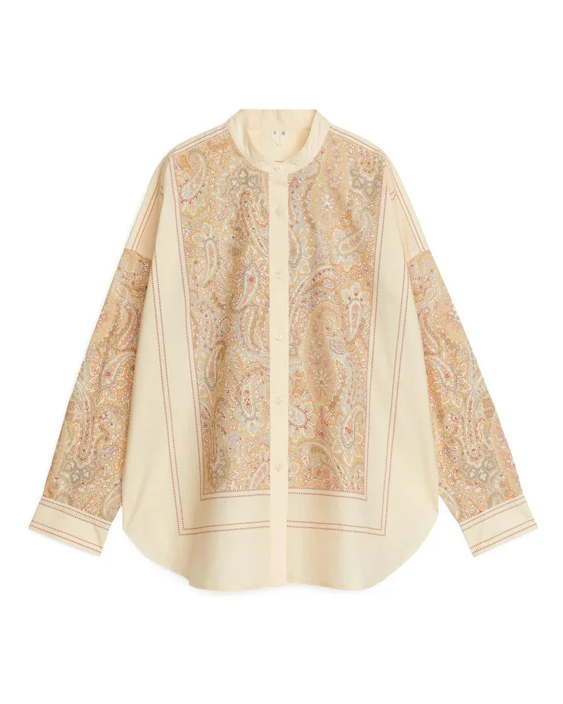 Arket Hemdbluse Aus Baumwolle Mit Paisleyprint - Beige|Orange|Rosa Cremeweiß