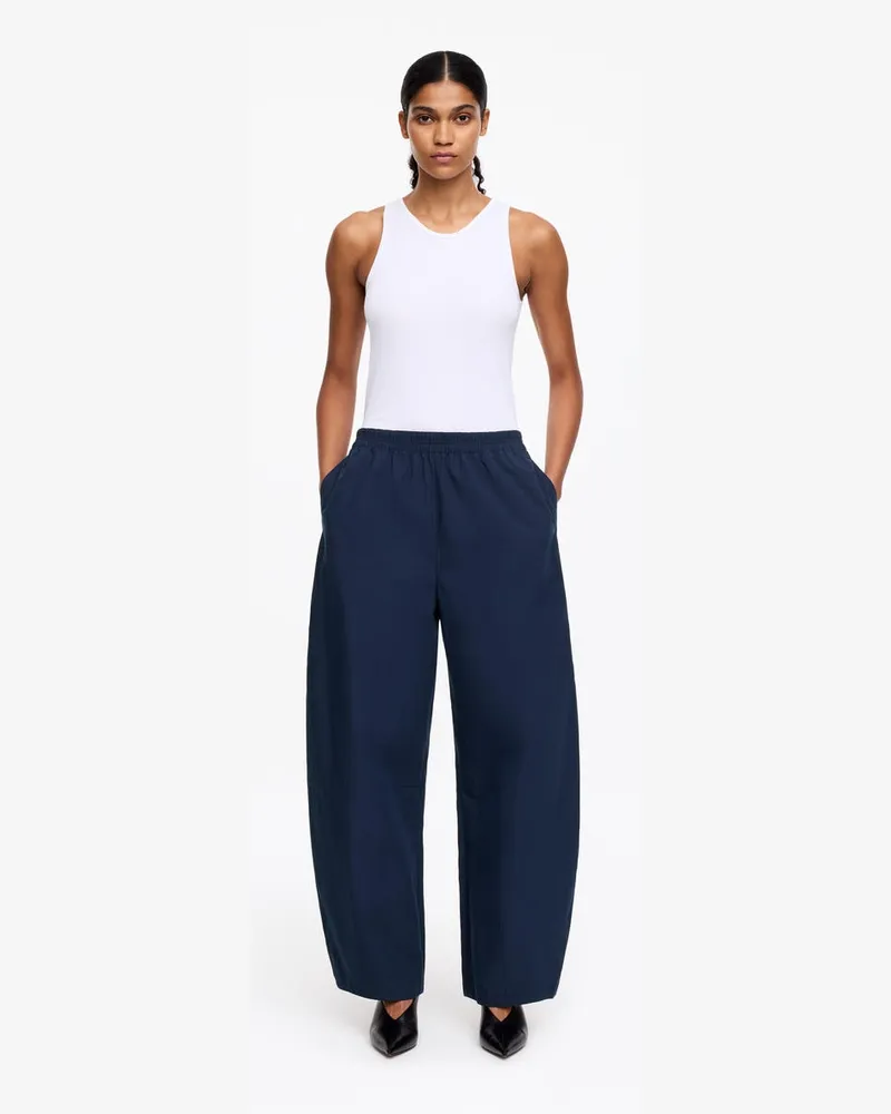 Arket Baumwollhose Mit Barrel Leg -Blau Blau