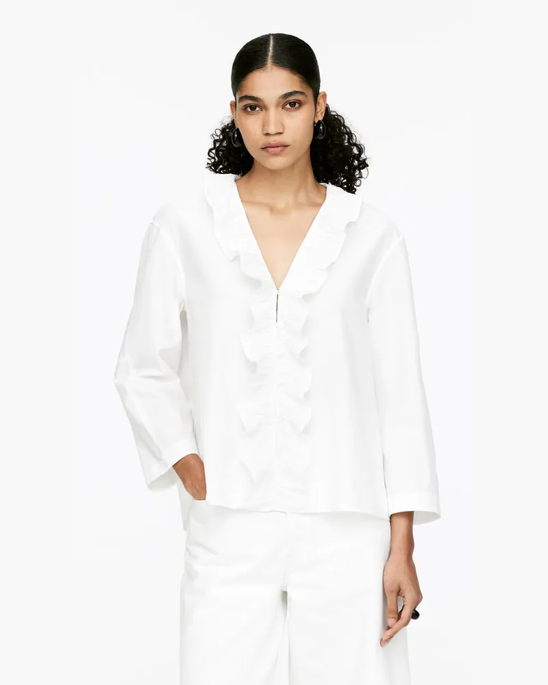 Arket Rüschenbluse -Weiß Weiß