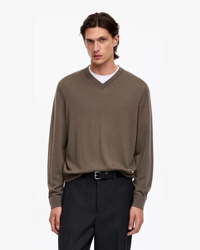 Arket Merino-Pullover Mit V-Ausschnitt -Beige Beige