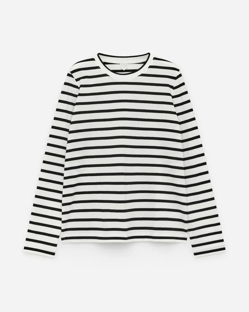 Arket Iris Leichtes T-Shirt - Schwarz|Weiß Cremeweiß