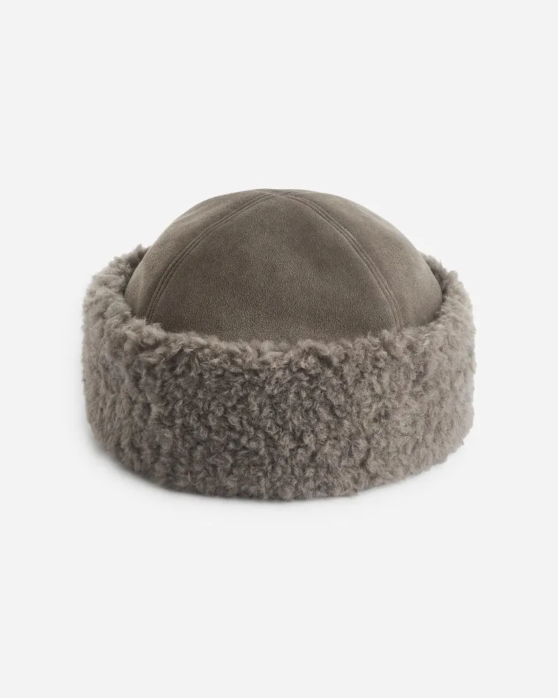 Arket Wintermütze Aus Veloursleder - Beige Taupe