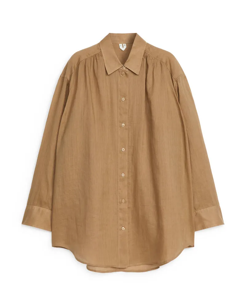 Arket Lockeres Ramie-Hemd - Braun Beige