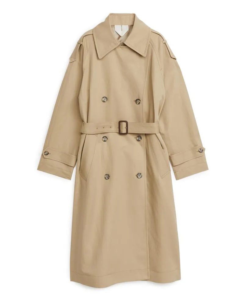Arket Leinen-Baumwoll-Trenchcoat - Beige Beige