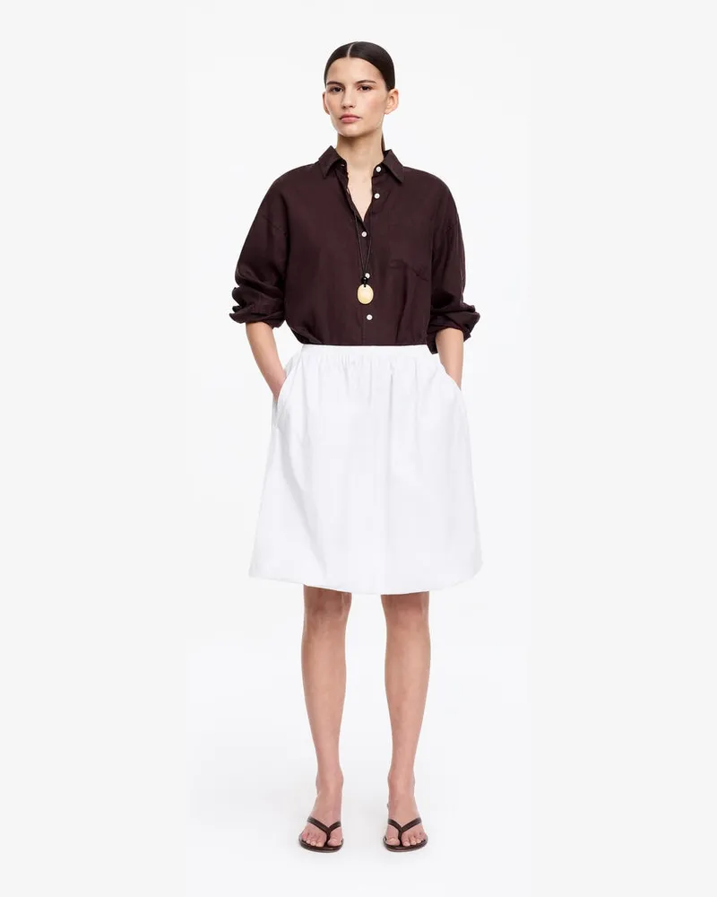 Arket Taftrock Mit Aufgebauschtem Saum -Weiß Weiß