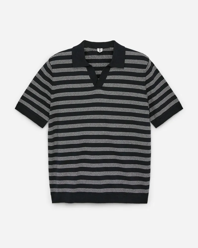 Arket Poloshirt Aus Baumwoll-Leinen - Blau Dunkelblau