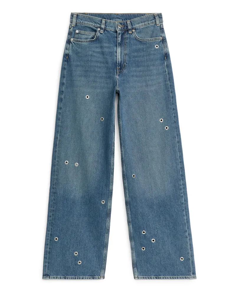 Arket Maple High Jeans mit Ösen Dunkelblau