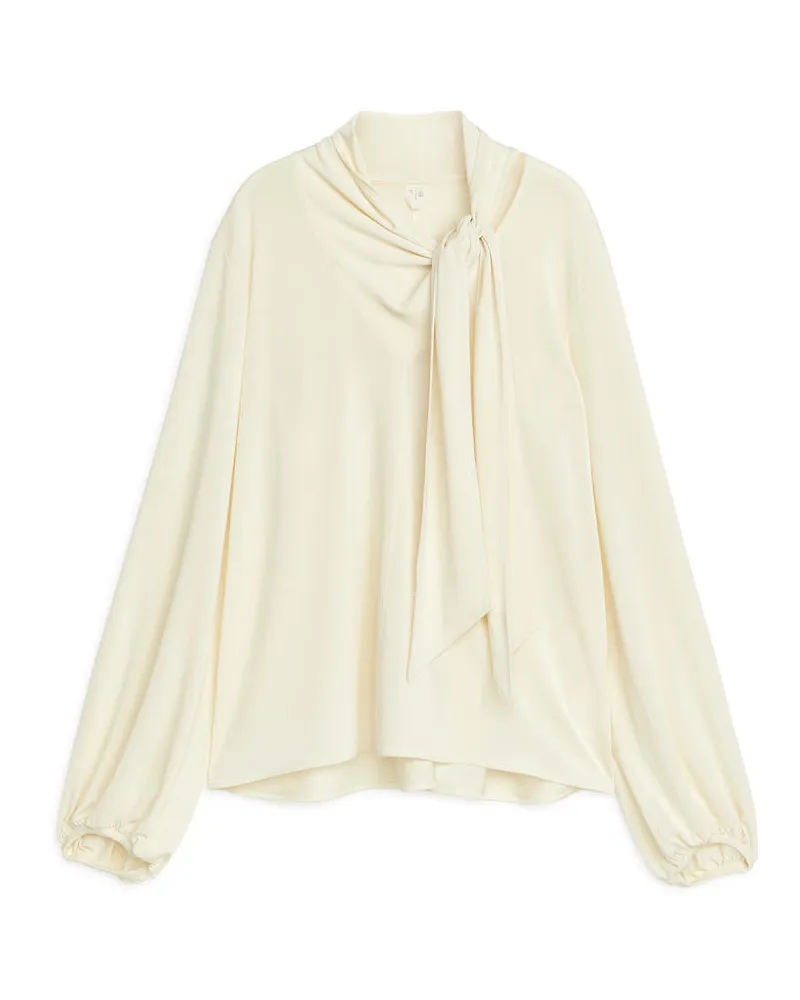 Arket Bluse Mit Tuchkragen - Weiß Cremeweiß