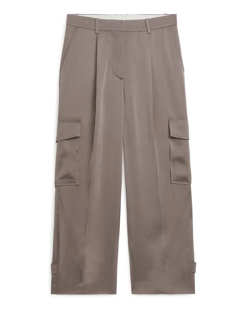 Arket Cargohose Aus Satin - Braun Taupe