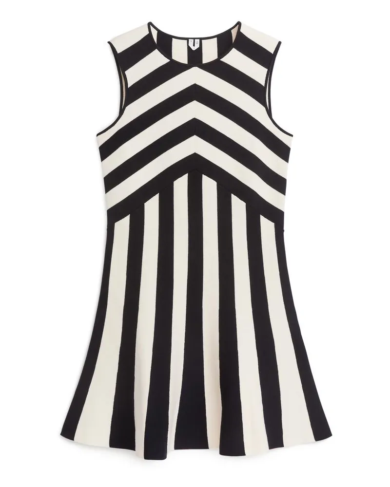 Arket Ärmelloses Jersey-Kleid - Schwarz|Mehrfarbig|Weiß Schwarz
