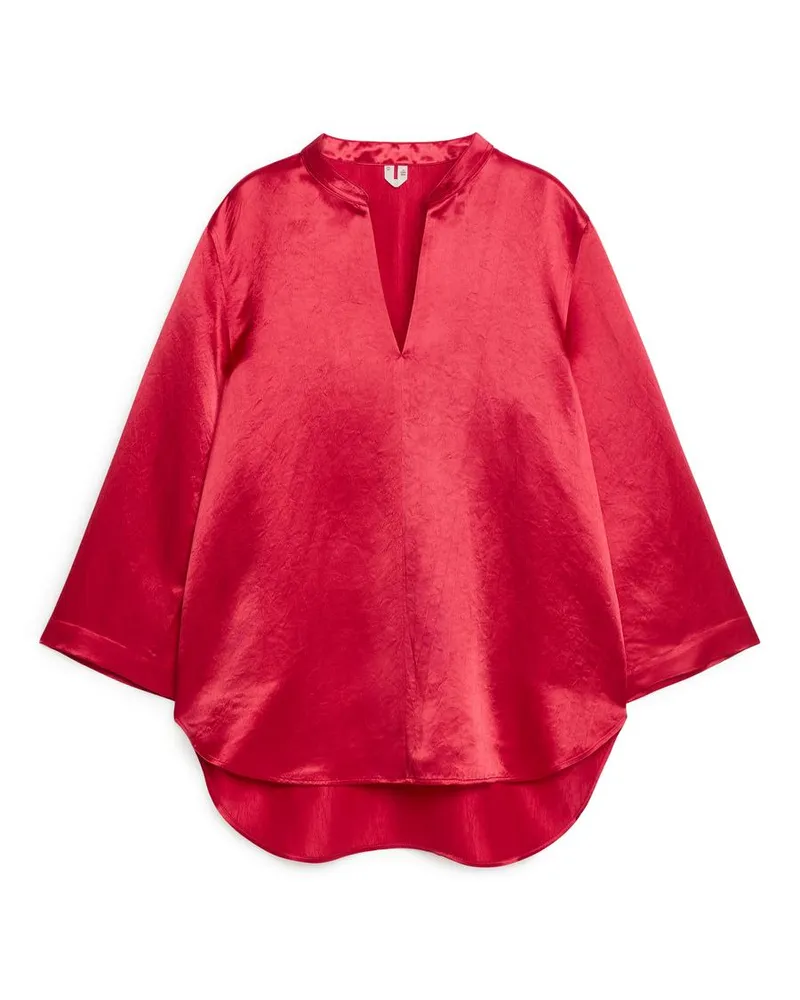 Arket Legere Satinbluse - Rot Rot