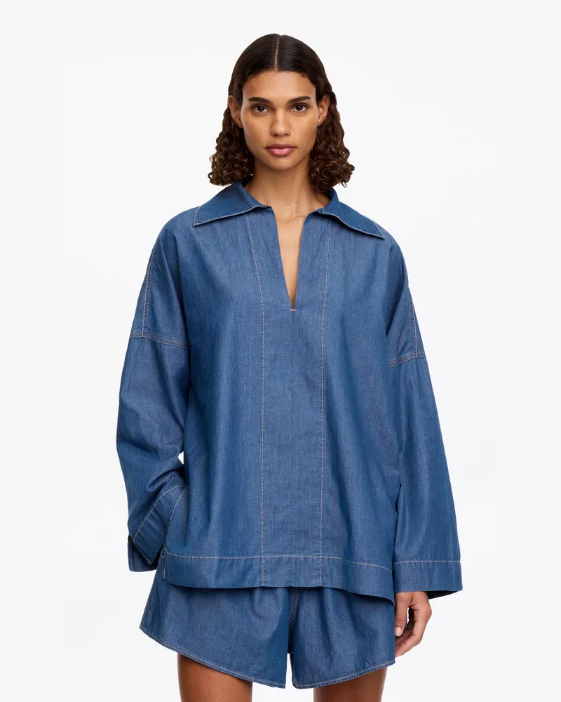 Arket Popover-Hemd Mit Matrosenkragen -Blau Blau