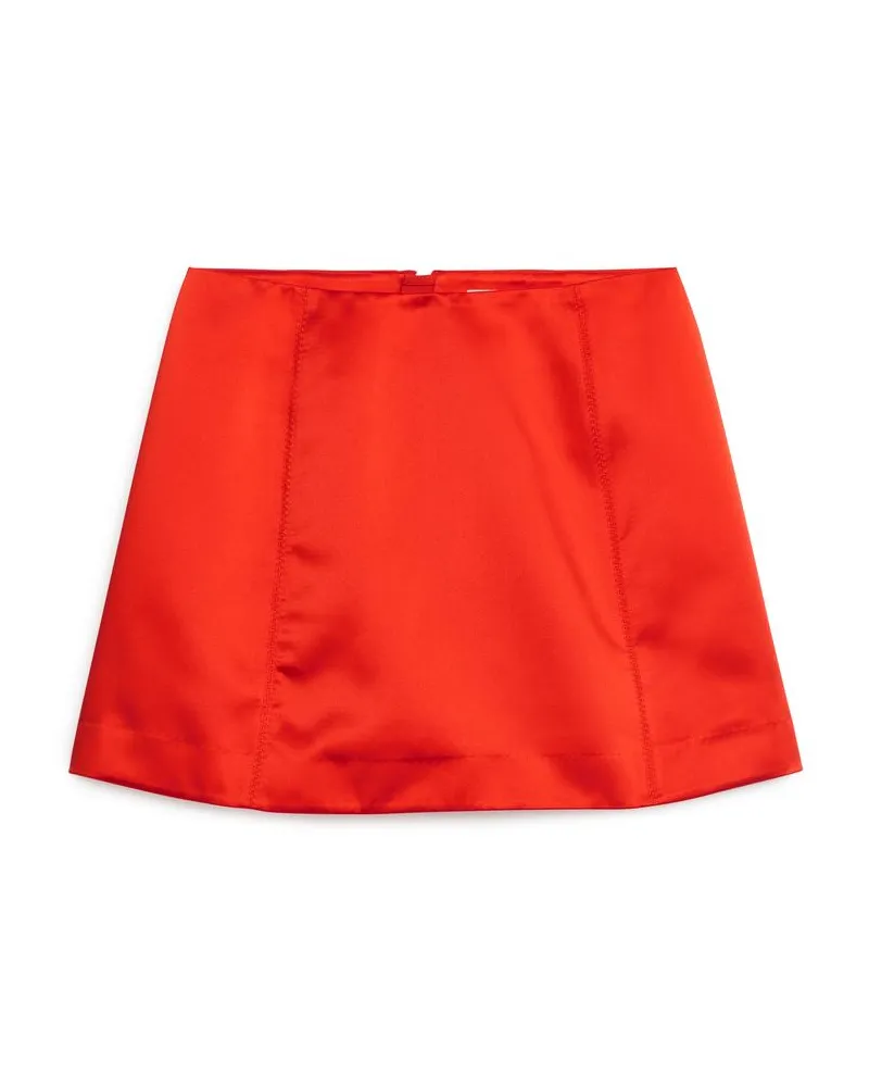 Arket Minirock Aus Satin - Rot Knallrot
