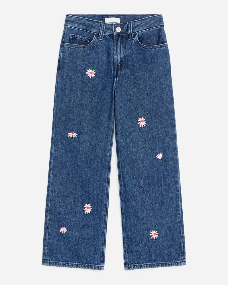 Arket Bestickte Jeans Mit Weitem Bein -Blau Blau