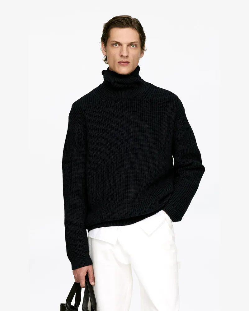 Arket Schwerer Rollkragenpullover Aus Wolle -Blau Blau