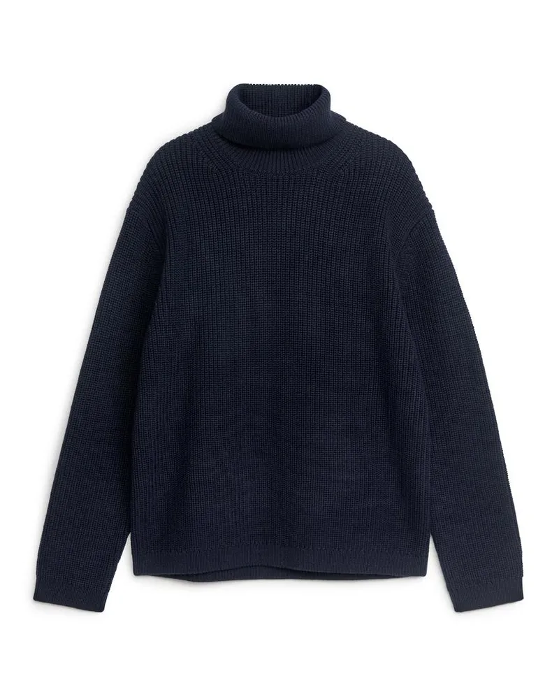 Arket Schwerer Rollkragenpullover Aus Wolle -Blau Blau