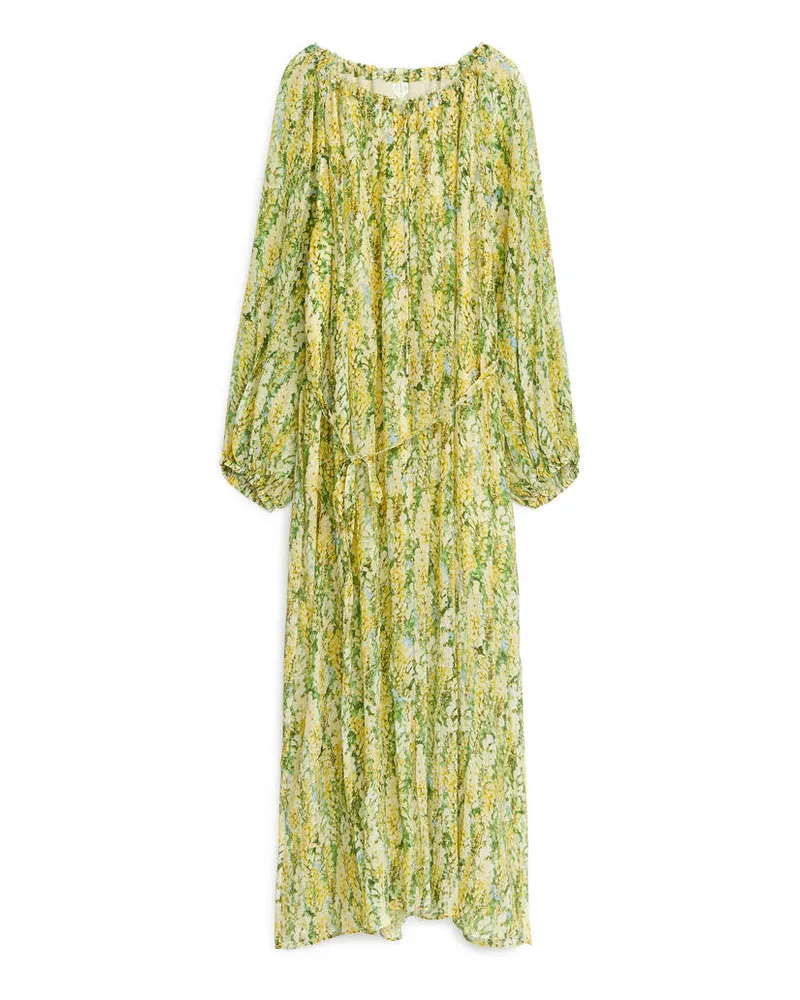 Arket Maxikleid Mit Bindebändern - Grün|Gelb|Mehrfarbig Gelb