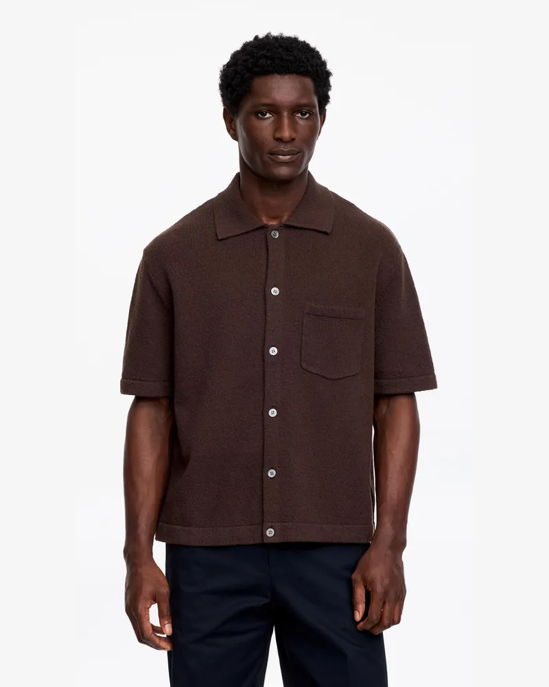 Arket Bouclé-Poloshirt -Braun Braun