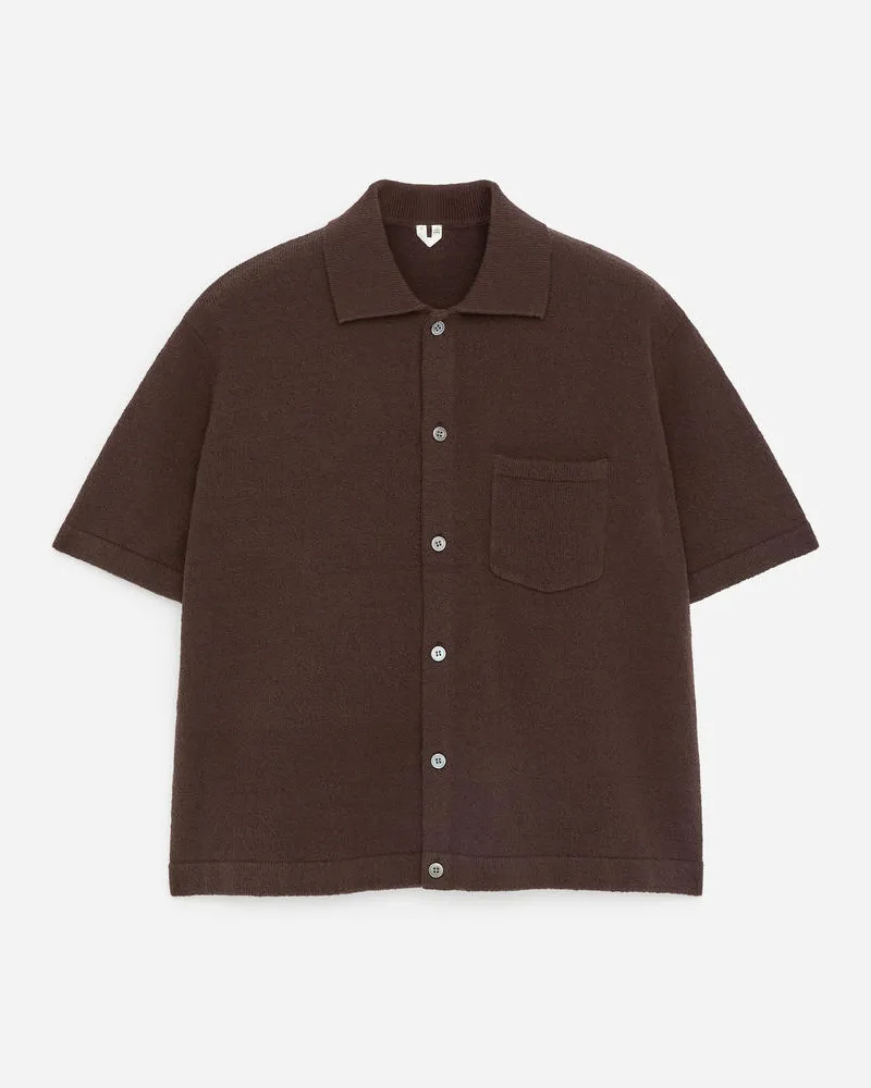 Arket Bouclé-Poloshirt -Braun Braun