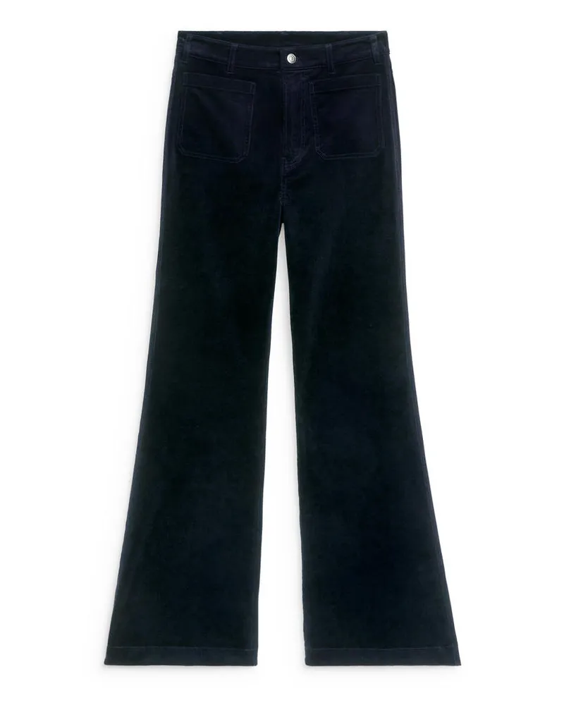 Arket Lupine Flared Cordhose - Blau Dunkelblau