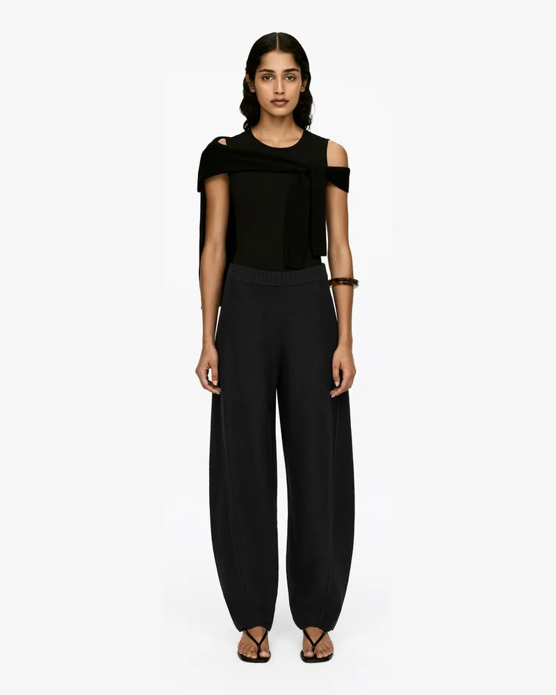 Arket Hose Aus Wollwalk -Schwarz Schwarz