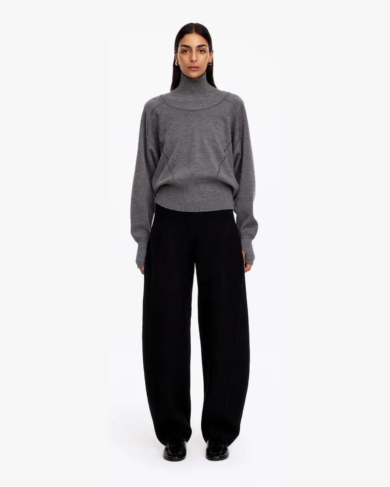 Arket Hose Aus Wollwalk -Schwarz Schwarz