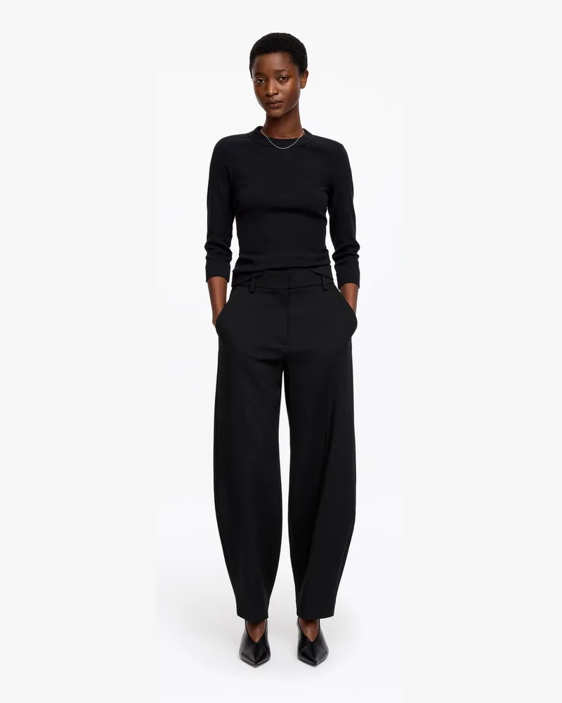 Arket Hose Mit Barrel Leg Und Reißverschlussdetails -Schwarz Schwarz