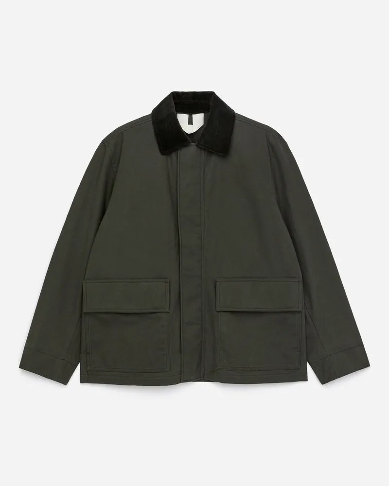 Arket Jacke Aus Gewachster Baumwolle -Grün Grün