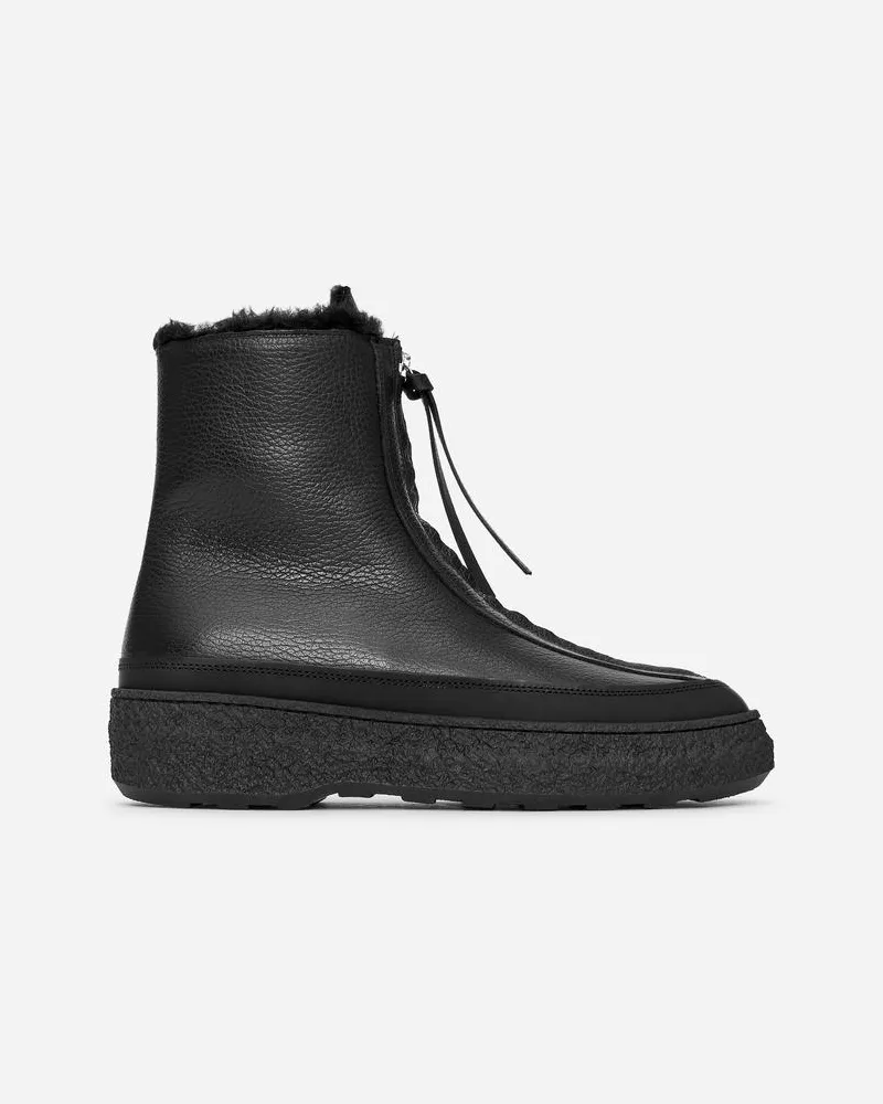 Arket Lederstiefel Mit Reißverschluss -Schwarz Schwarz
