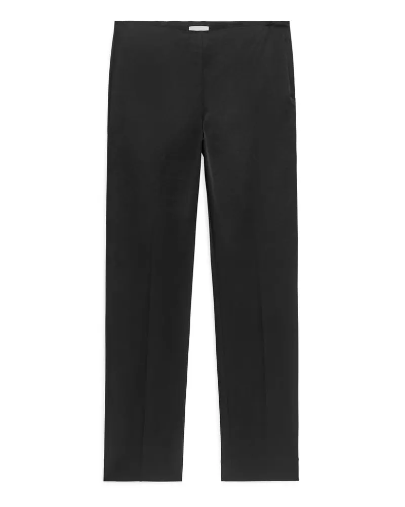Arket Stretchhose Aus Baumwollsatin - Schwarz Schwarz