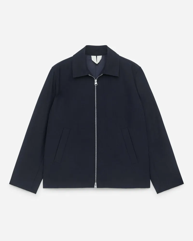 Arket Reißverschlussjacke Aus Wolle Und Baumwolle - Blau Dunkelblau