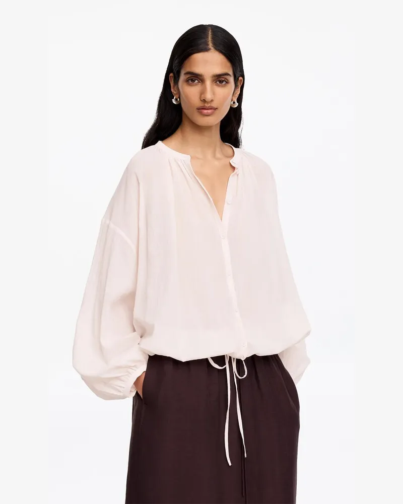 Arket Crepe-Bluse Mit Kordelzug -Rosa Rosa