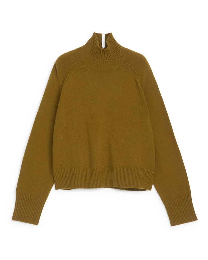 Arket Wollpullover Mit Rollkragen - Grün Khaki