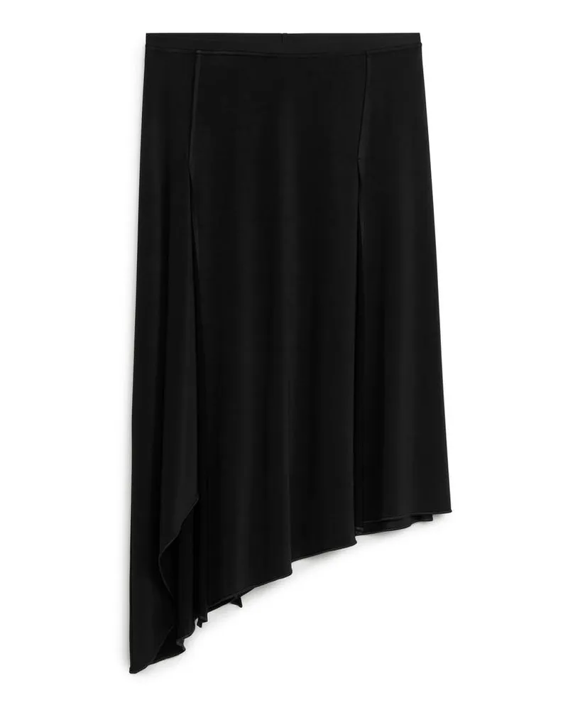 Arket Asymmetrischer Midi-Rock - Schwarz Schwarz